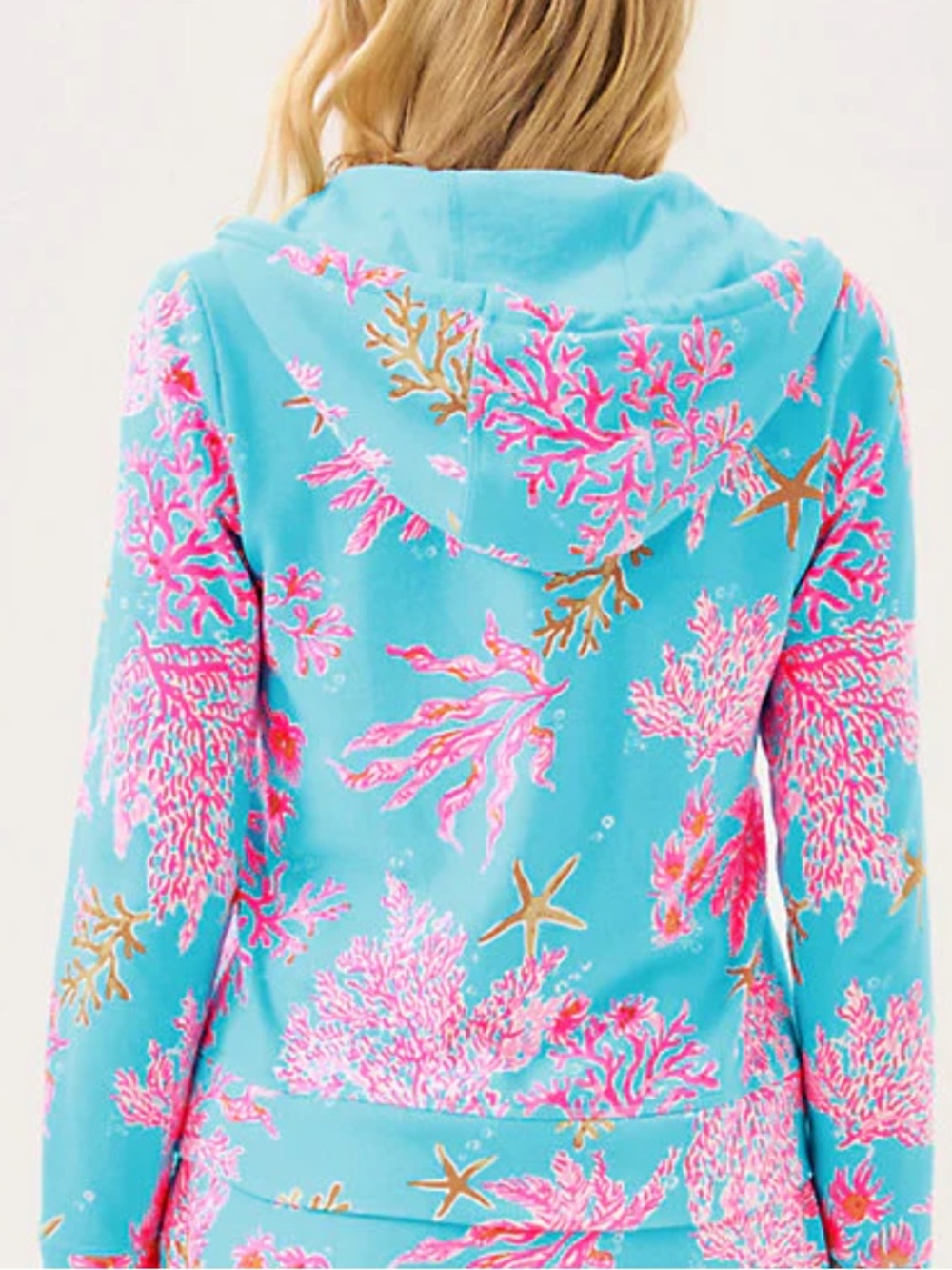 NWOT Lilly Pulitzer Sz XL Avida Zip-up Terry Hoodie Multi Royal Coral - Picture 3 of 10